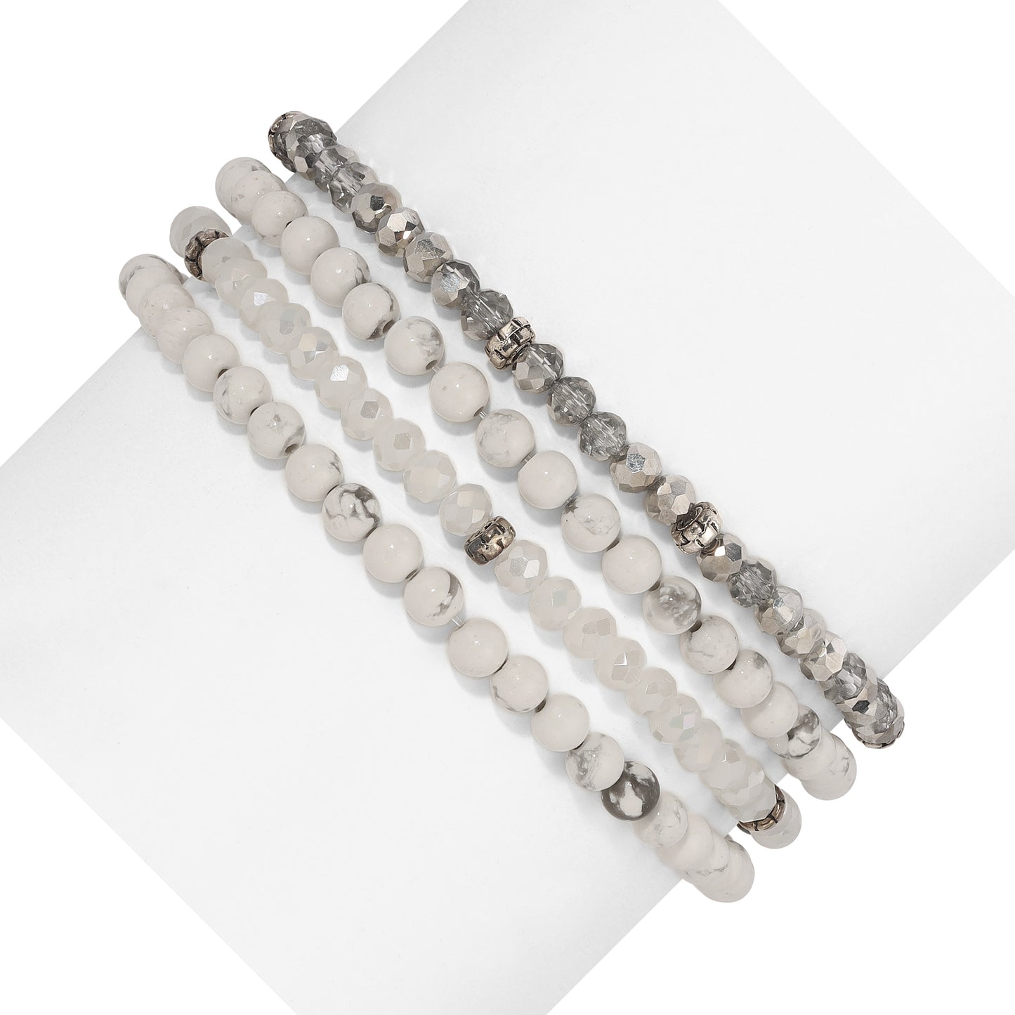 white turquoise spiritual gemstone 4 bracelet stack