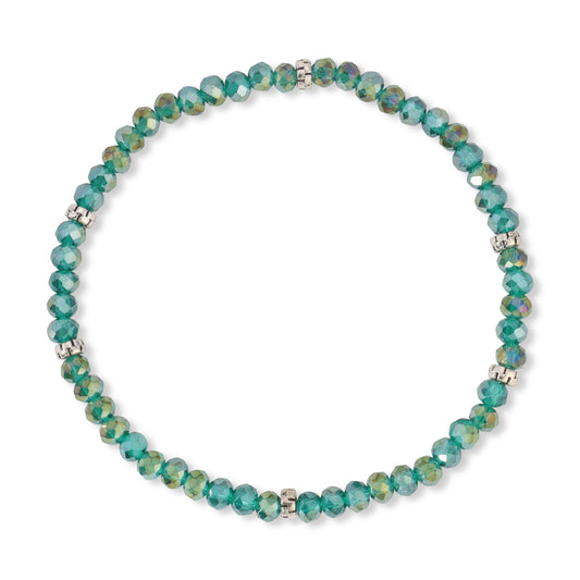 Teal Gold Ab Mini-Crystal Stretch Bracelet