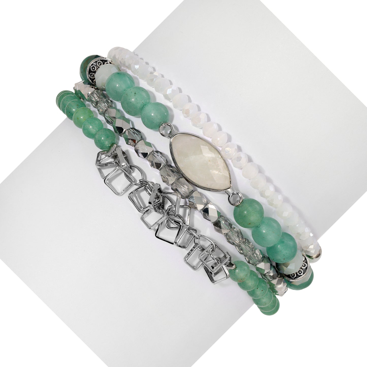Green Aventurine with Moonstone Marquis