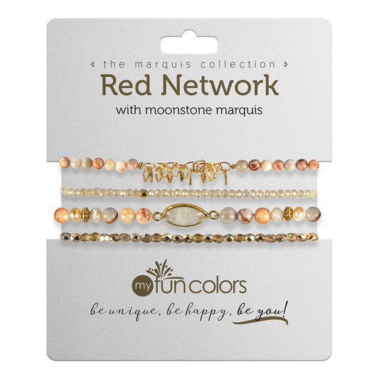 red network bracelet set with moonstone marquis