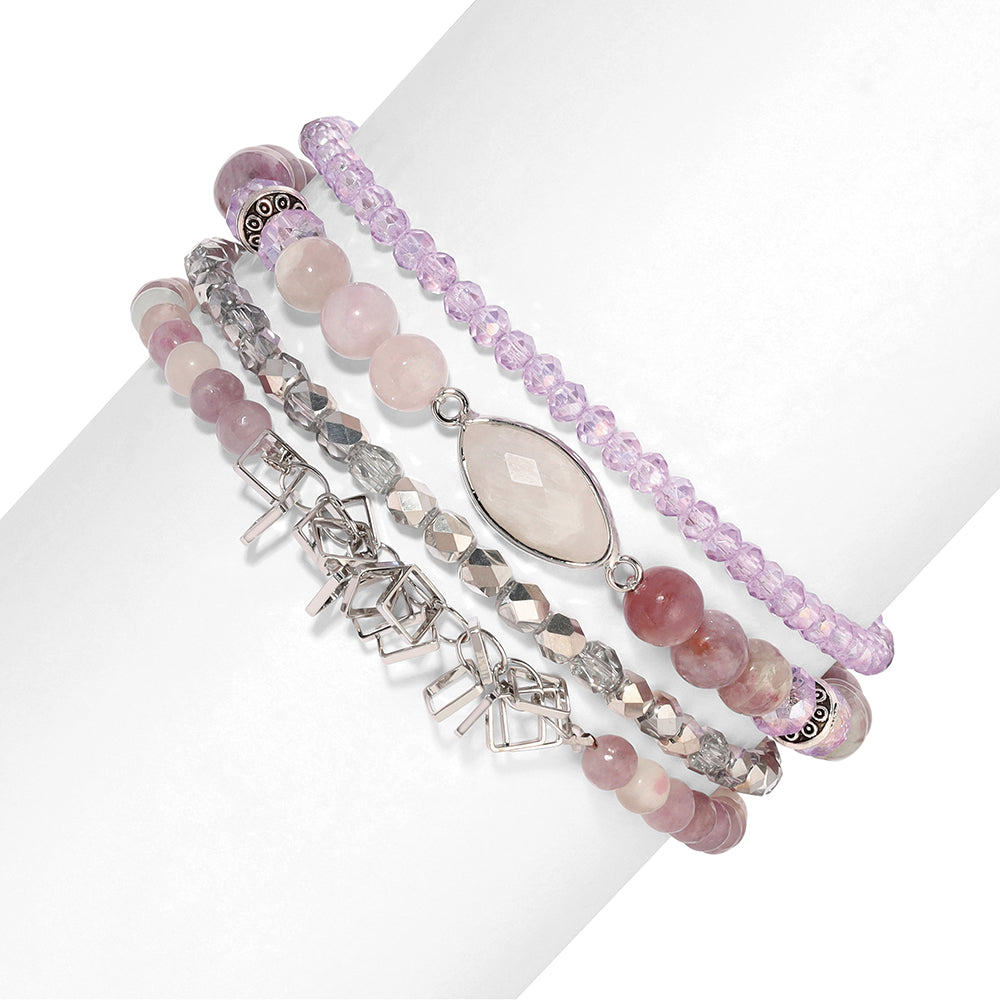 stack of stylish multicolored beaded bracelets