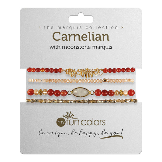 carnelian moonstone bracelet set on display card