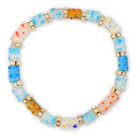colorful murano glass bracelet with crystal accents