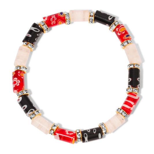 colorful beaded bracelet with floral patterns