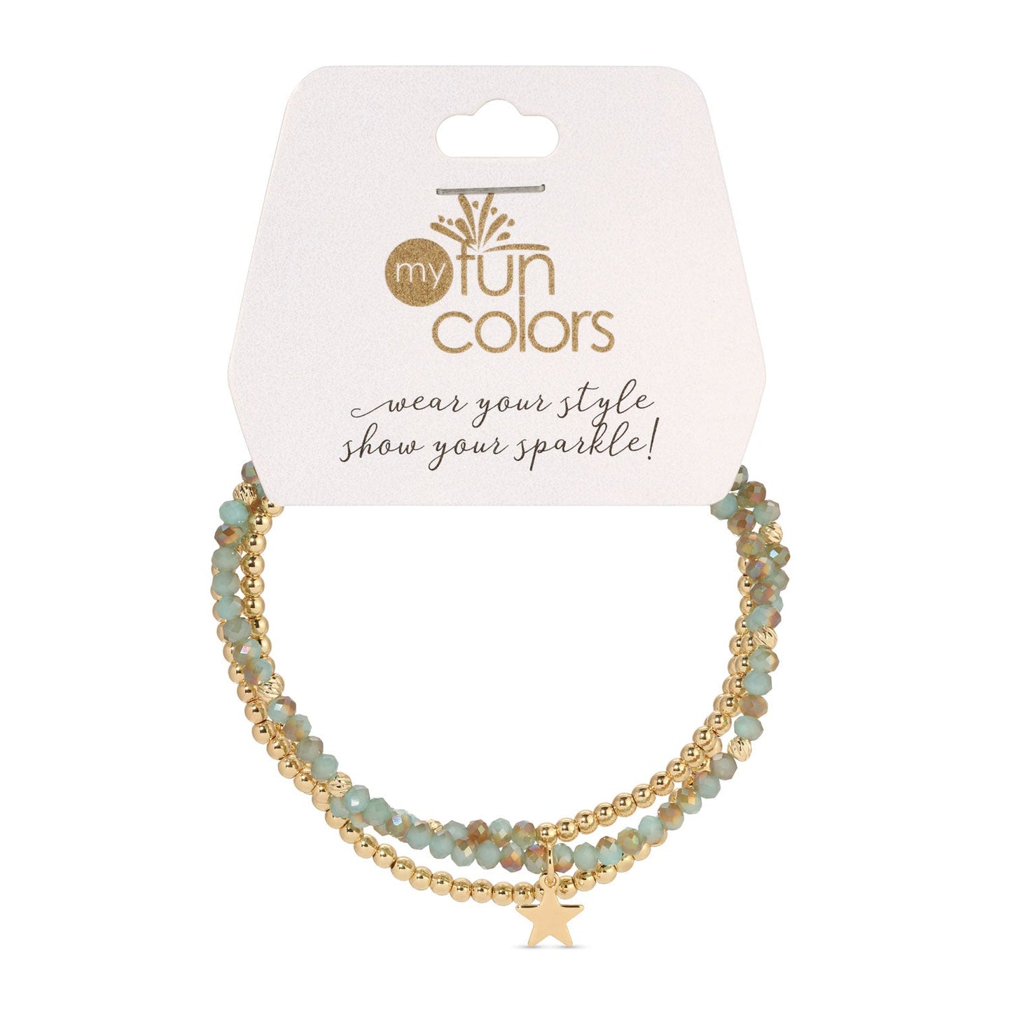 Sand and Sea and Gold Petite-Crystal Trio Bracelet Set