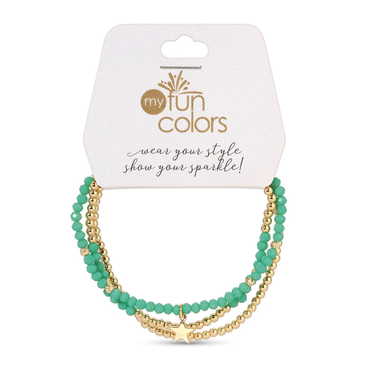 Turquoise and Gold Petite-Crystal Trio Bracelet Set