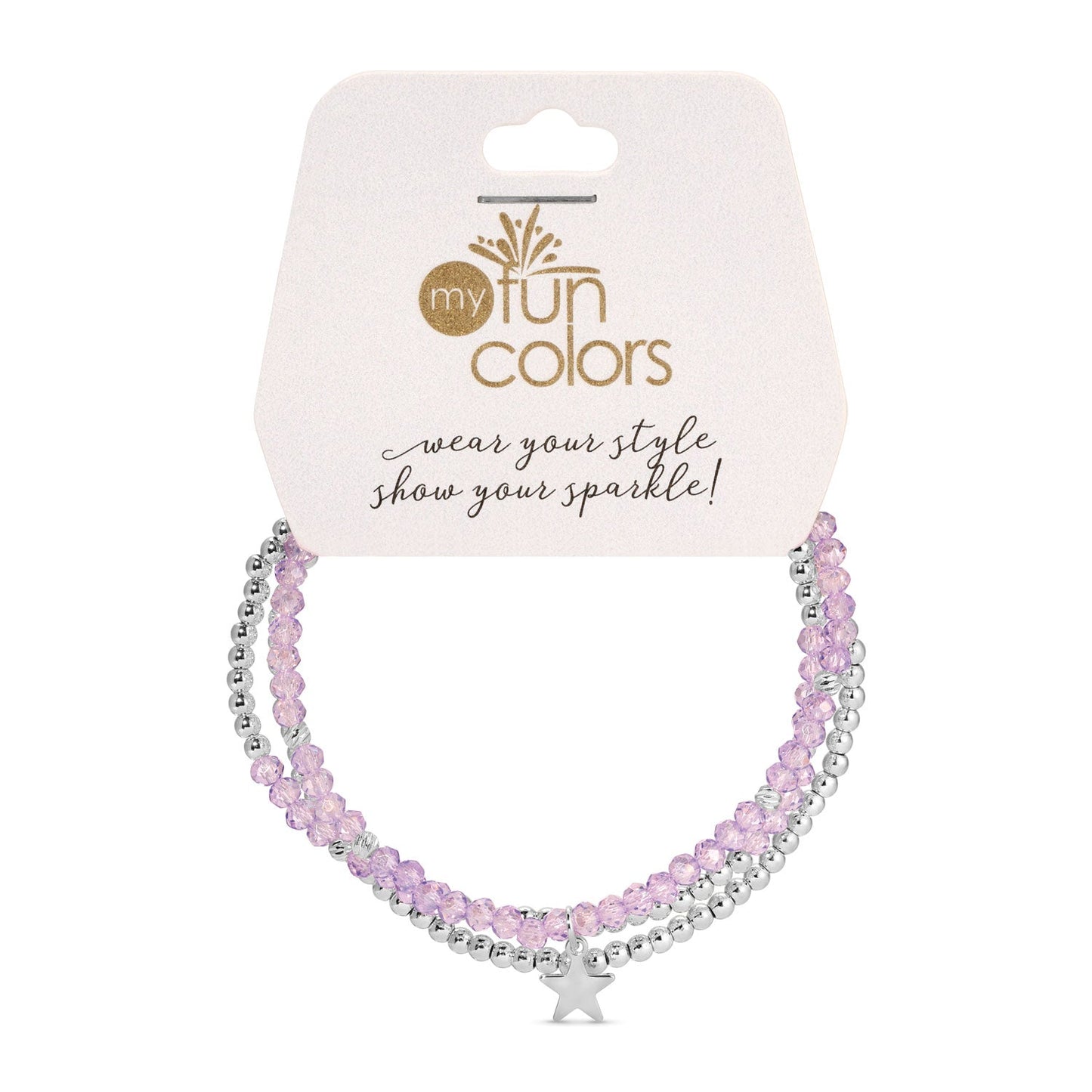 Lavender and Silver Petite-Crystal Trio Bracelet Set