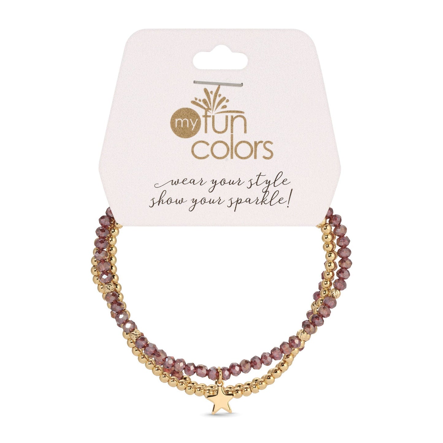 Plum and Gold Petite-Crystal Trio Bracelet Set