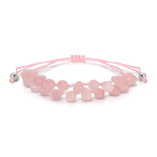 rose quartz pear drop adjustable cord bracelet