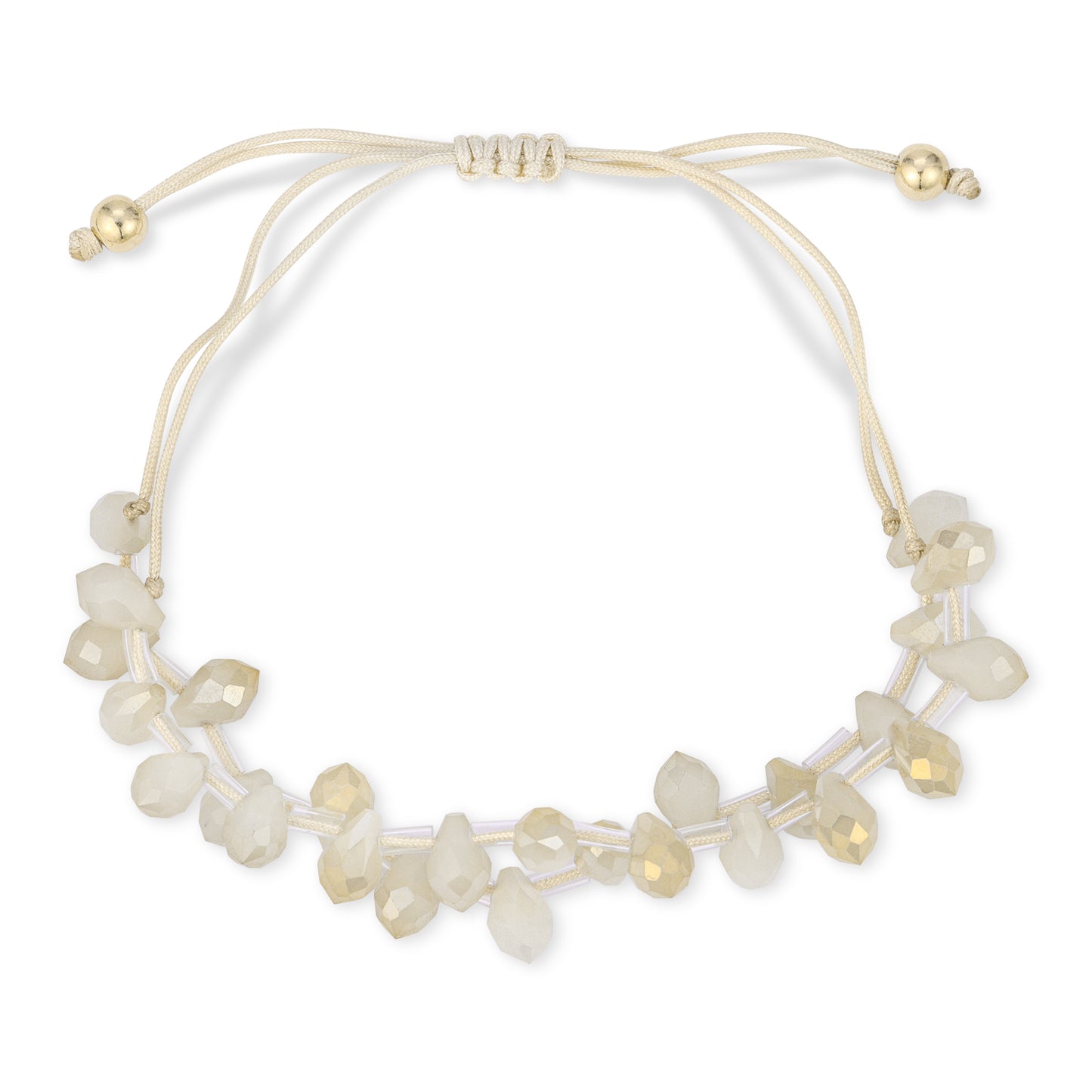Champagne Sand Crystal Pear Drop Adjustable Cord bracelet