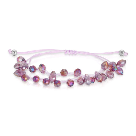 plum ab crystal pear drop adjustable cord bracelet