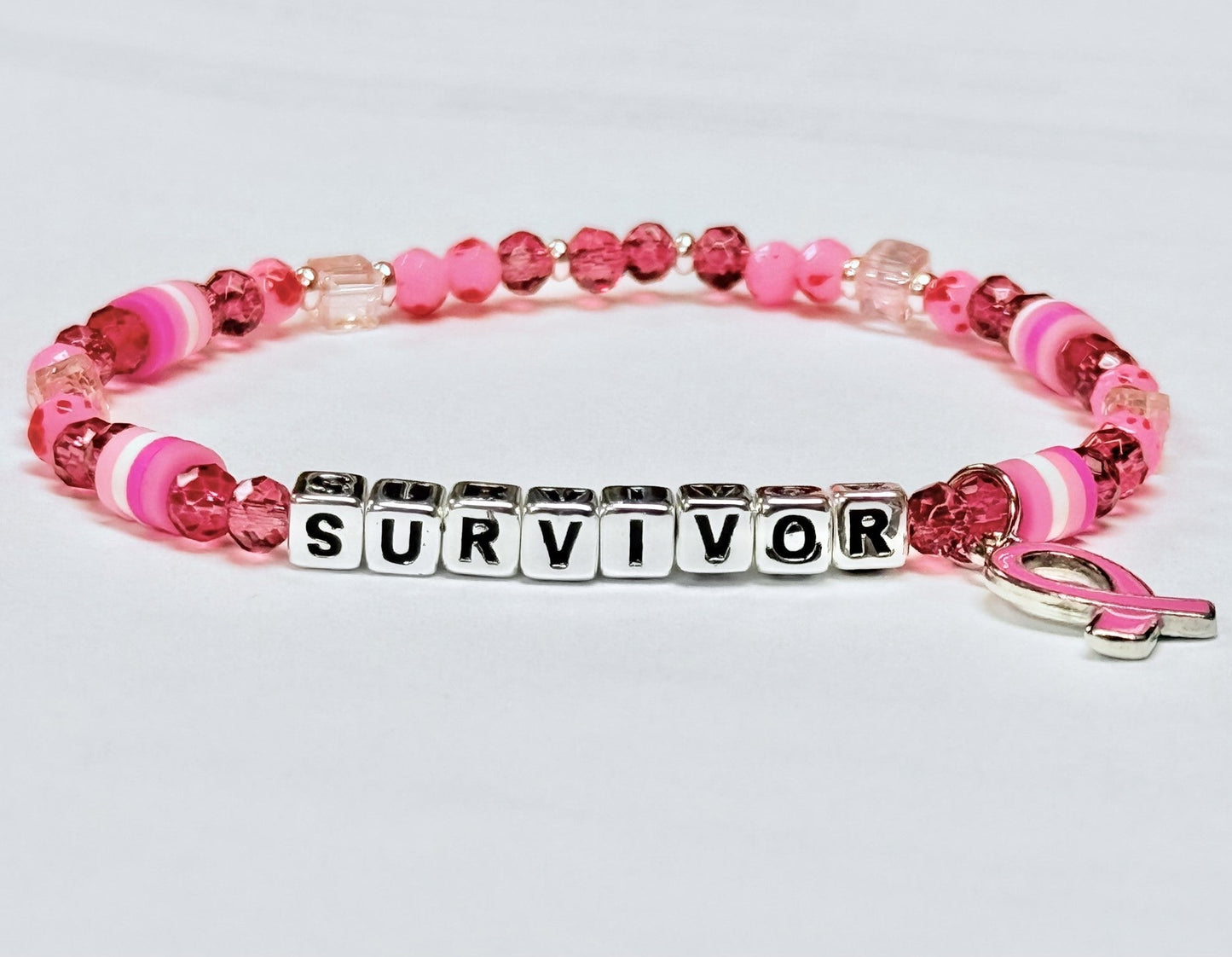 SURVIVOR Breast Cancer Awareness Colorful Word Bracelet