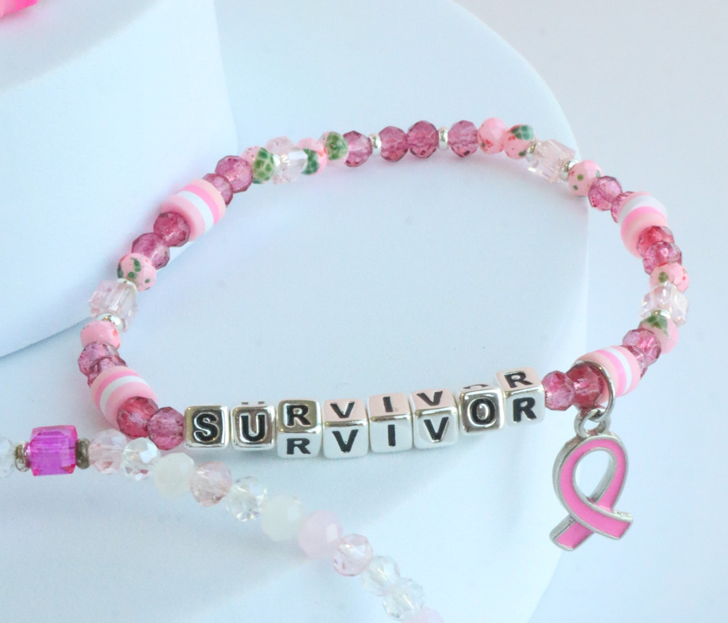SURVIVOR Breast Cancer Awareness Colorful Word Bracelet