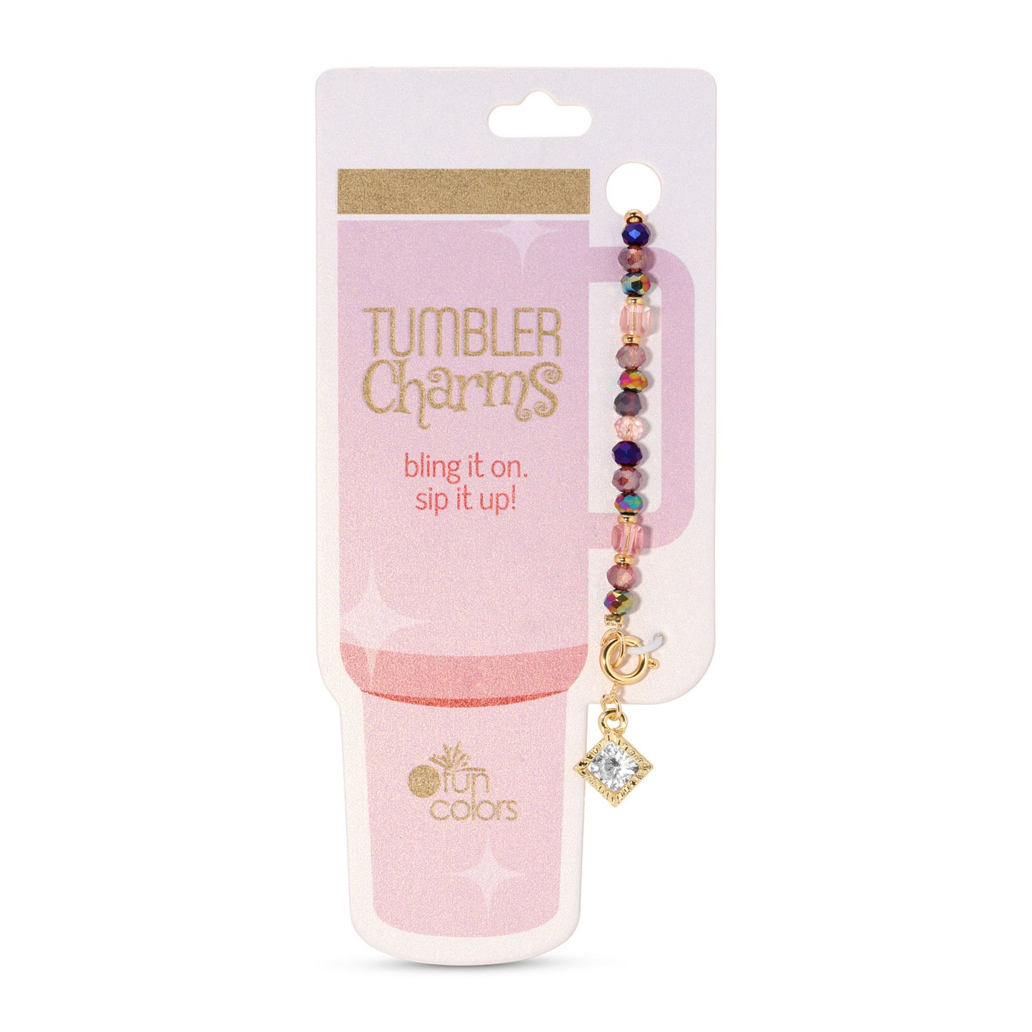 Rhinestone Diamond and Purple Crystal Tumbler Charm