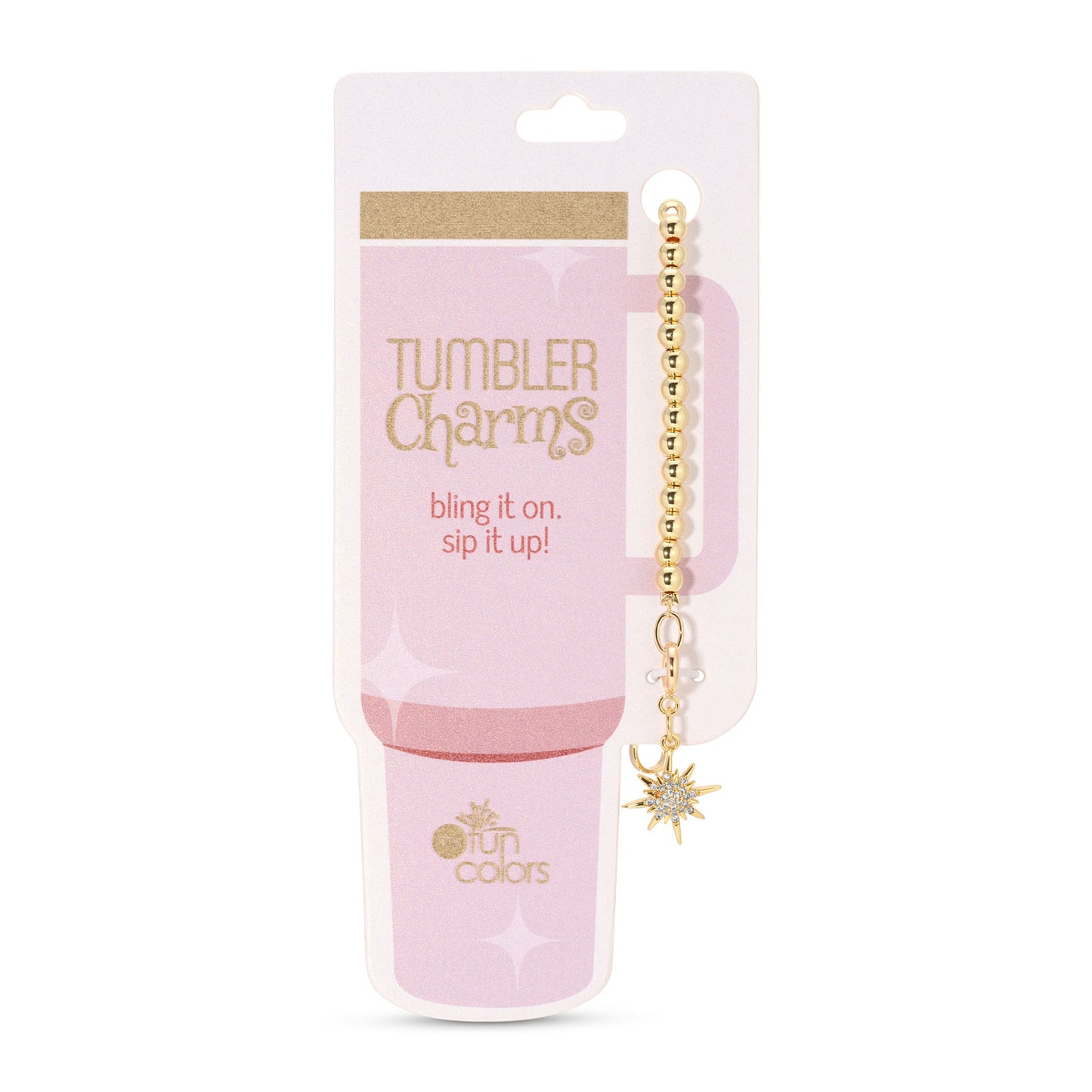Starburst Rhinestone and Gold Tumbler Charm