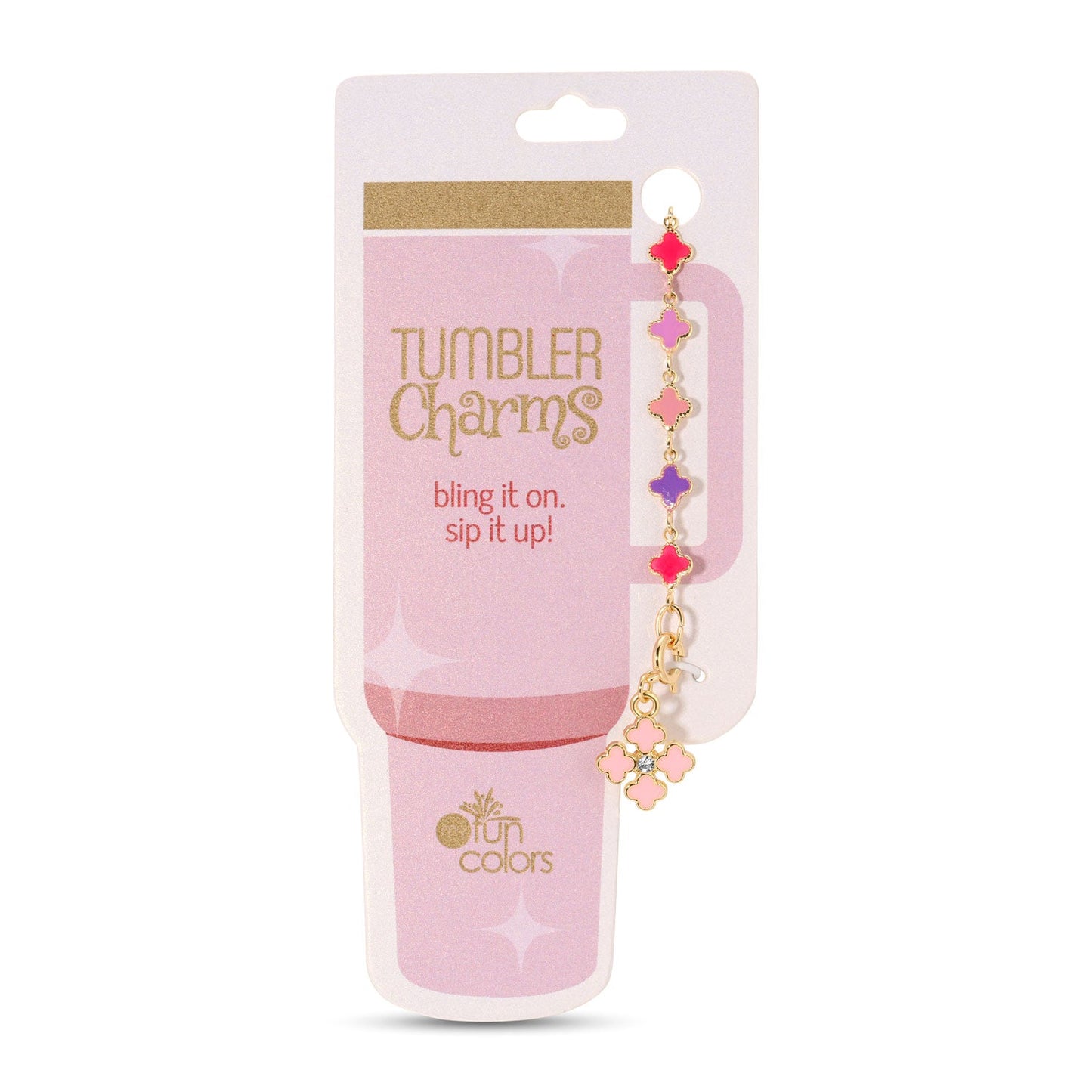 Pink Clover Tumbler Charm