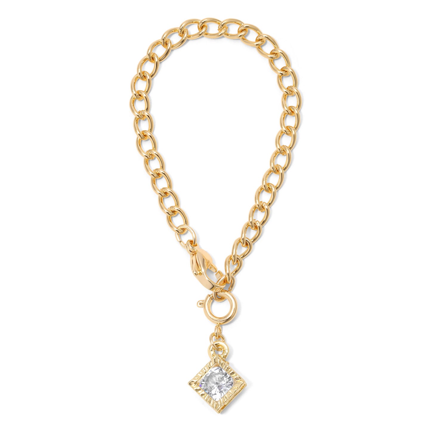 Rhinestone Diamond and Gold Curb Chain Tumbler Charm