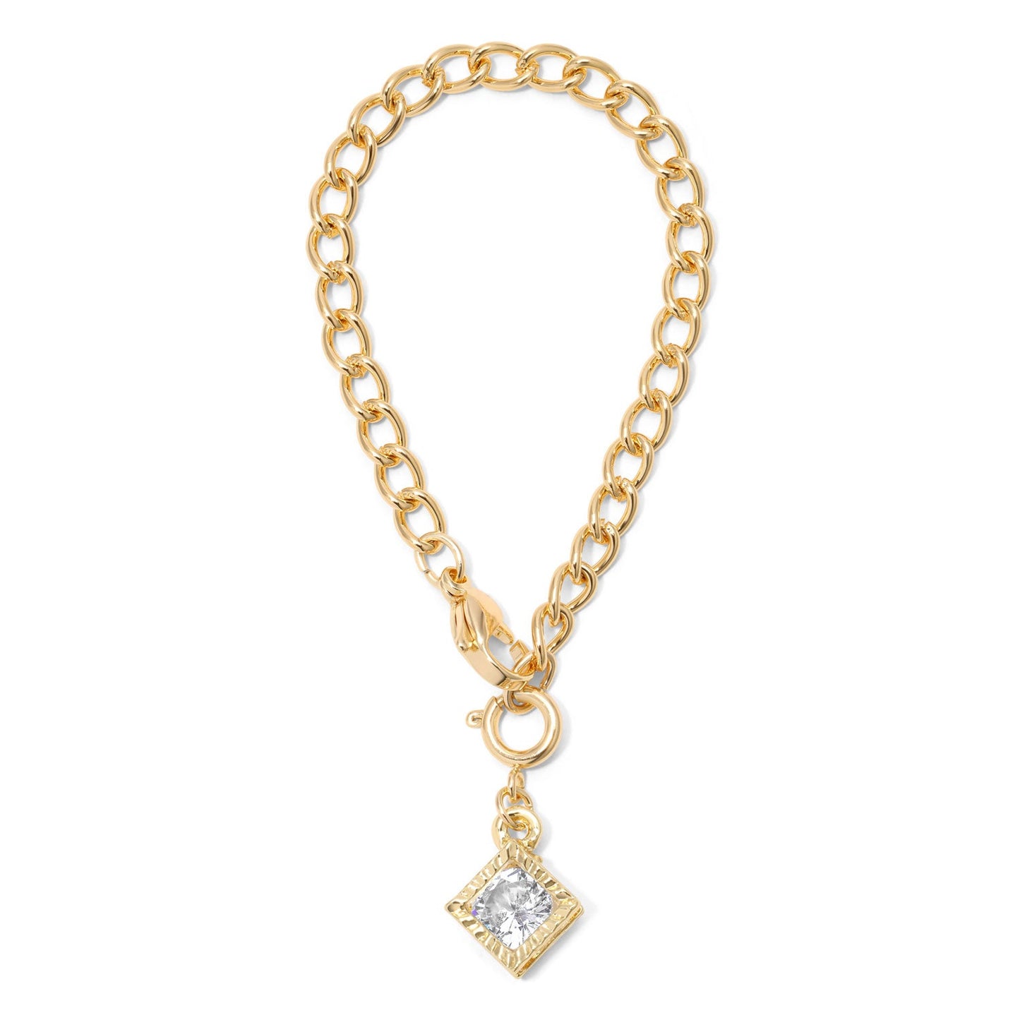 Rhinestone Diamond and Gold Curb Chain Tumbler Charm