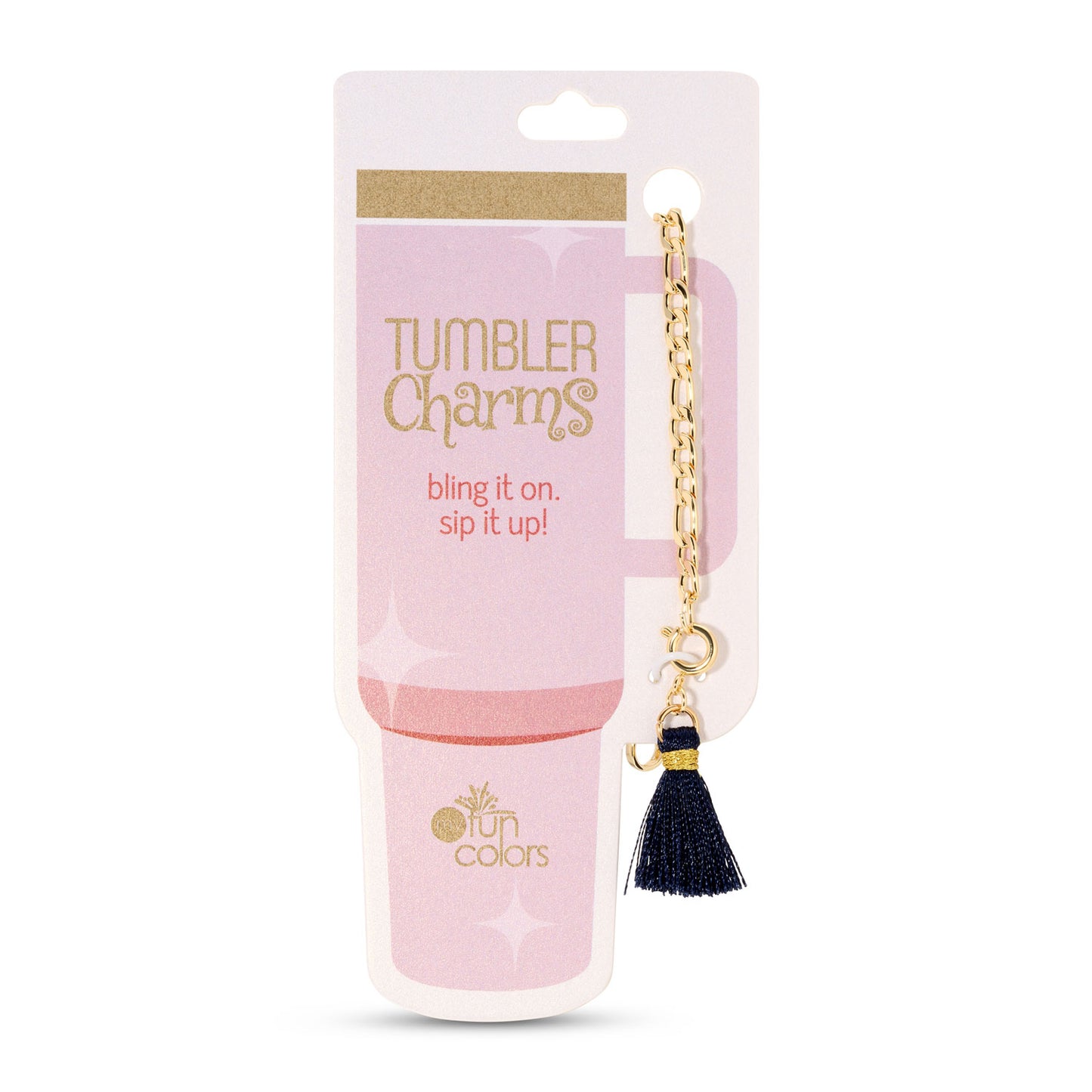 Navy Tassel and Gold Chain Tumbler Charm