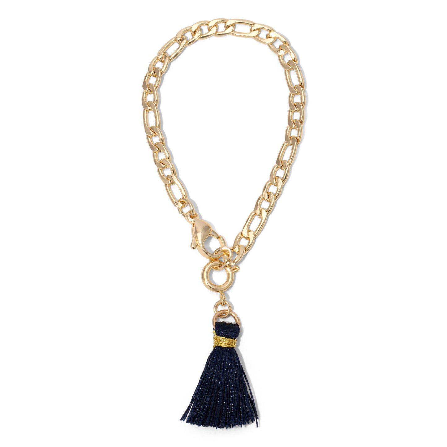 Navy Tassel and Gold Chain Tumbler Charm