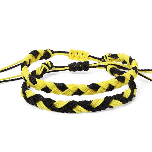 Black and Gold Team Color Braided Bracelets - Set of 2