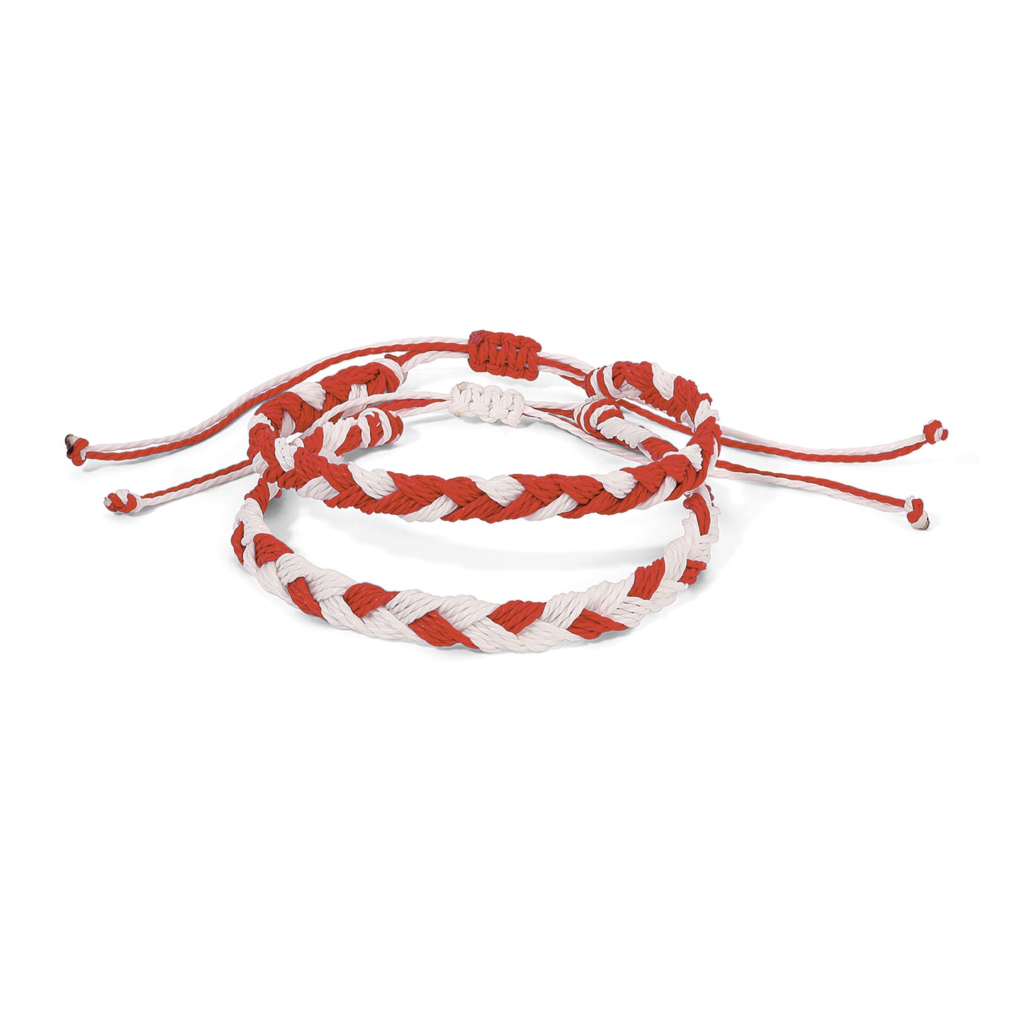 Red and White Braided Team Bracelets