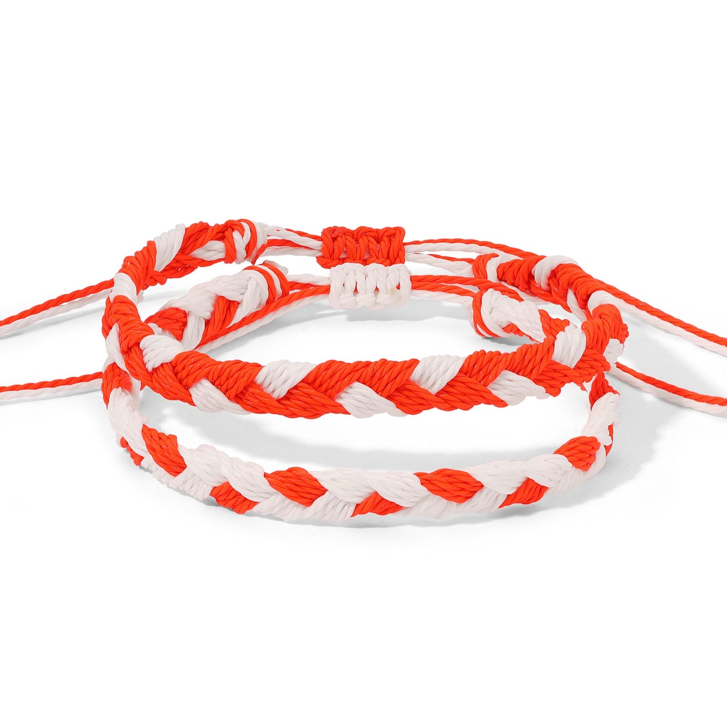 Orange & White Braided Team Bracelets