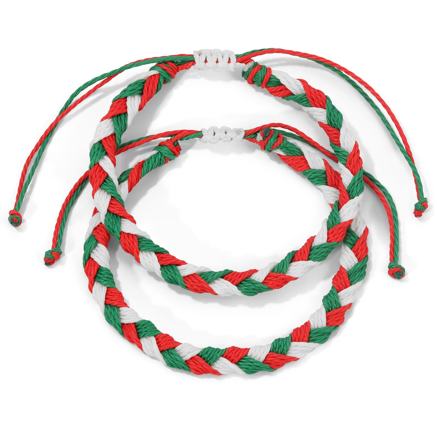 Red, White & Green Braided Team Bracelet