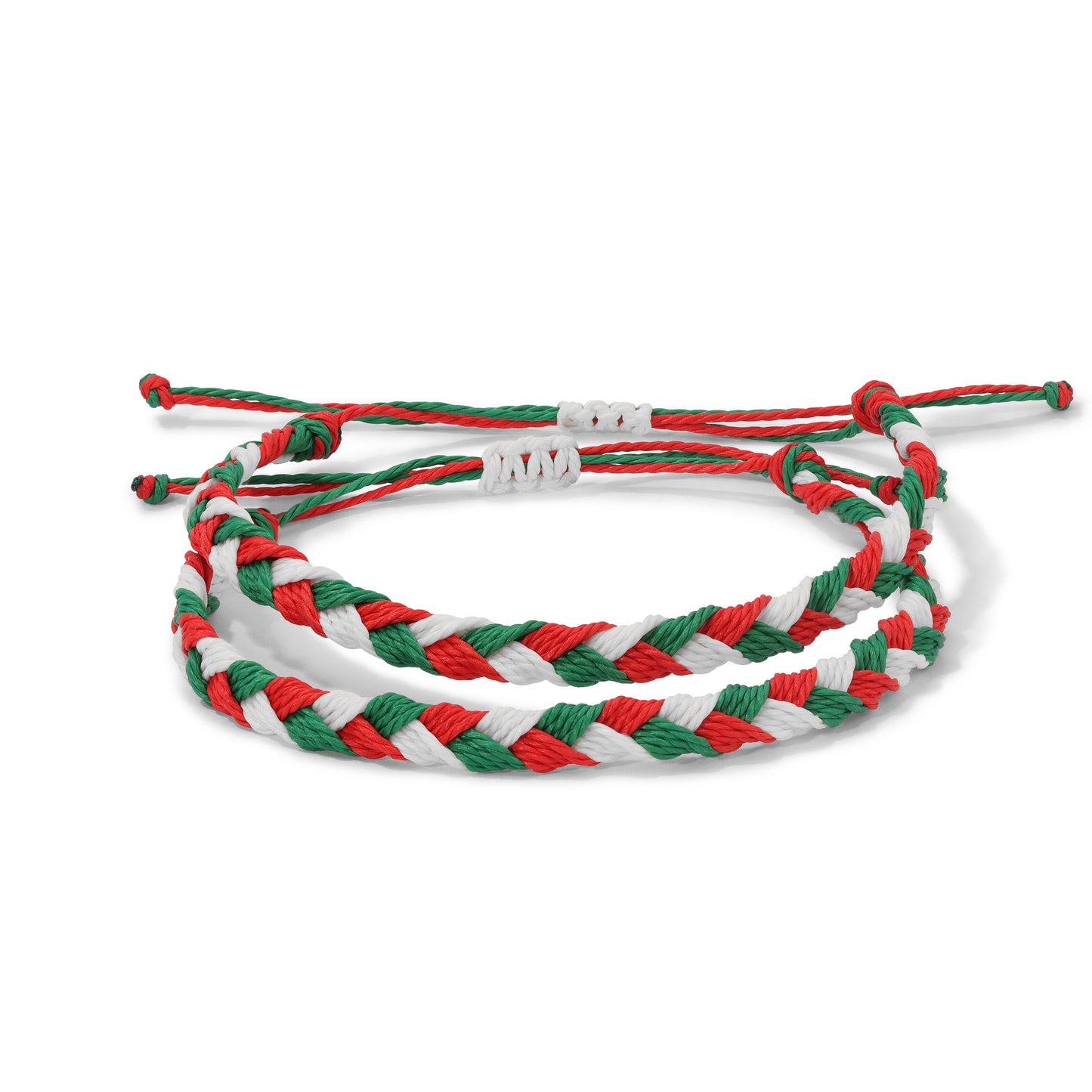 Red, White & Green Braided Team Bracelet