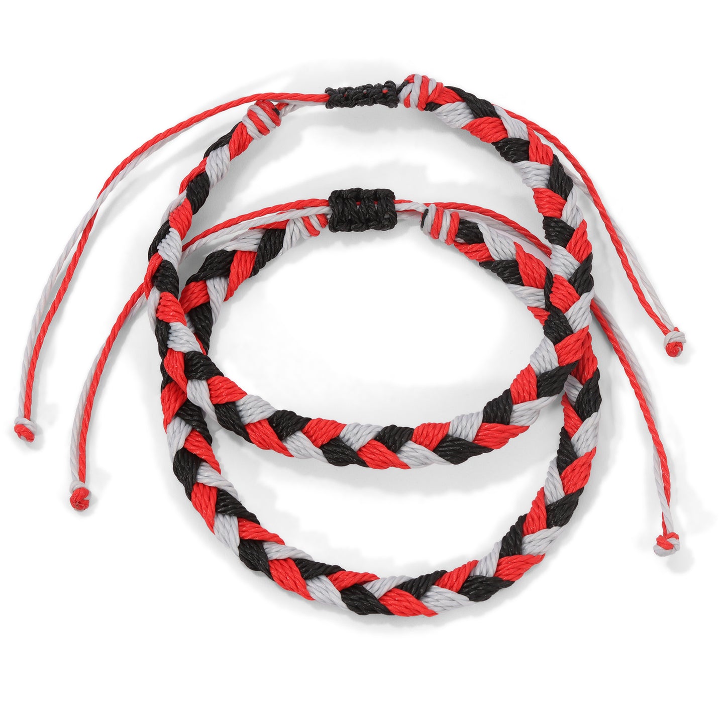 Red, White & Black Braided Team Bracelets