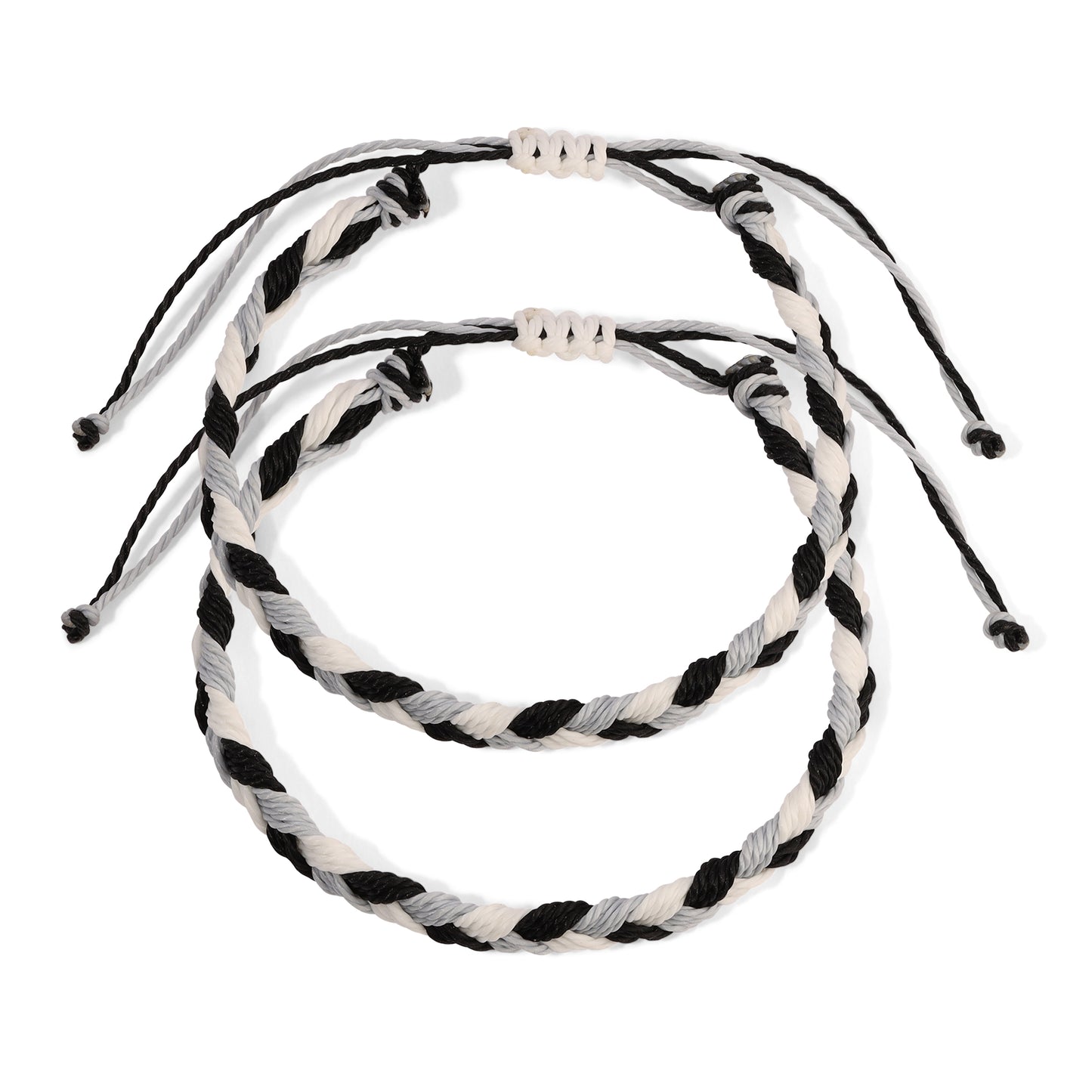 Silver, White & Black Braided Team Bracelets