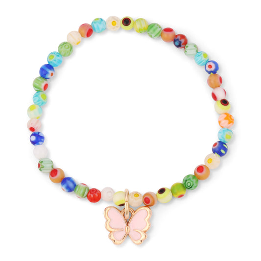 colorful beaded bracelet with butterfly charm