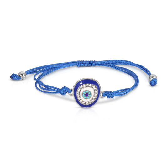 blue evil eye bracelet with crystal embellishments