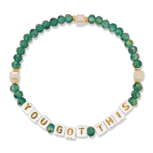 green beaded bracelet with you got this message