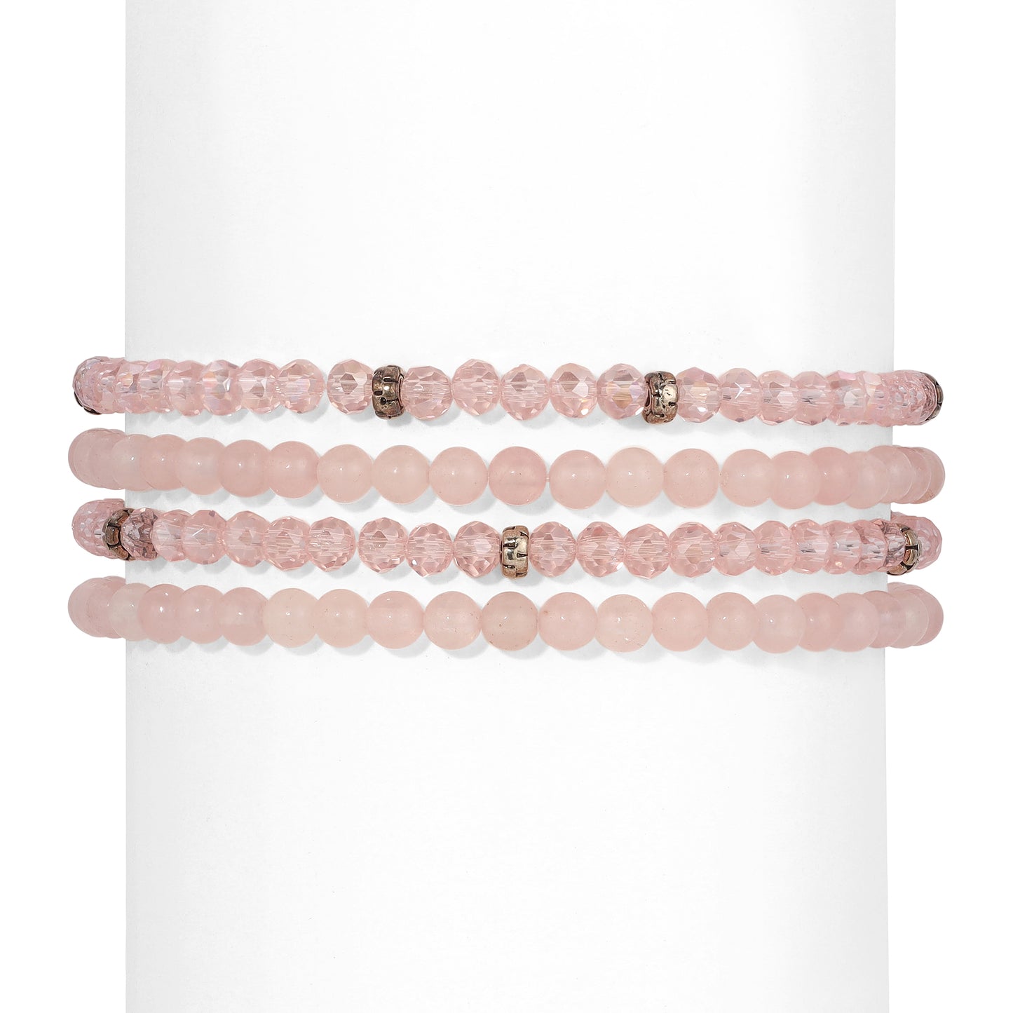 rose quartz spiritual gemstone 4 bracelet stack