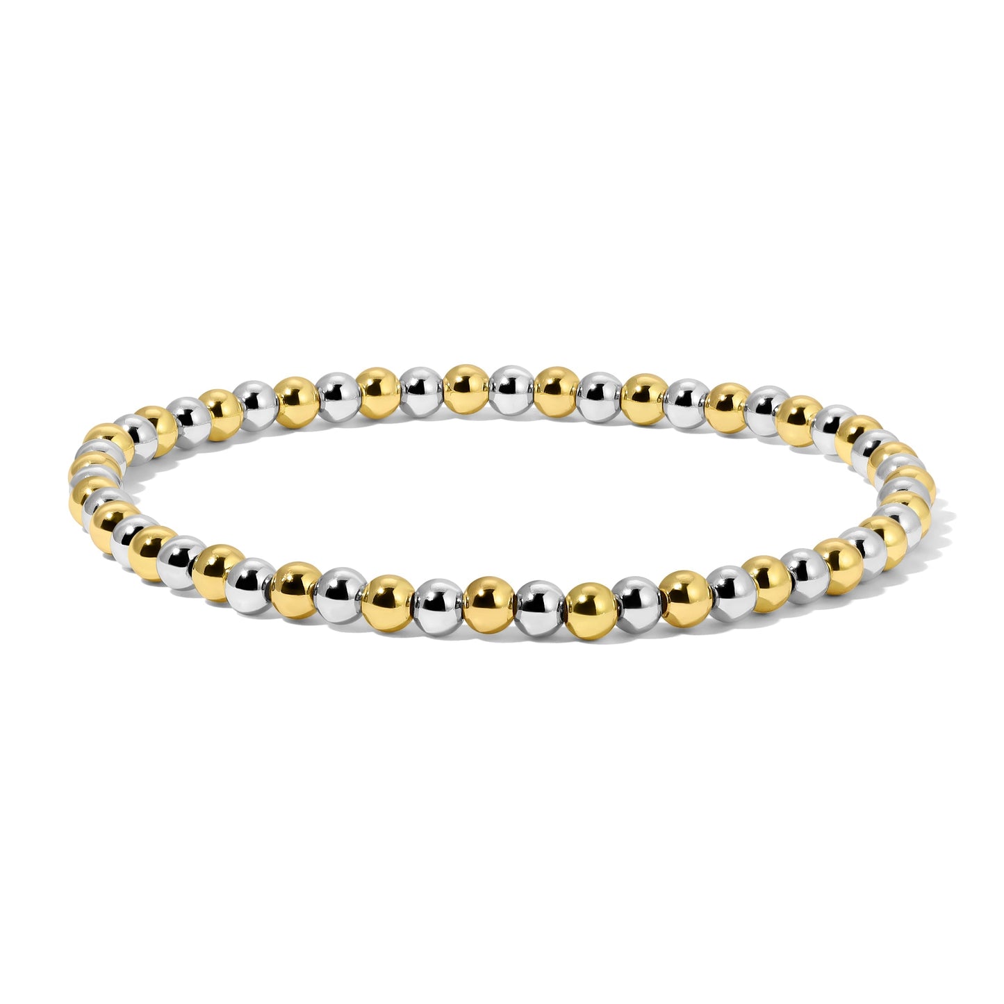 gold and silver bead bangle bracelet