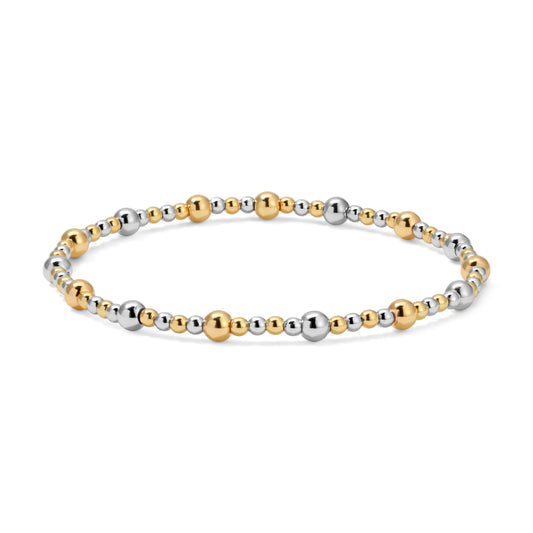 Gold & Silver Mixed Size Bead Bracelets