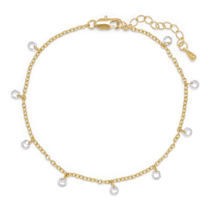 clear crystal & gold chain ankle bracelet