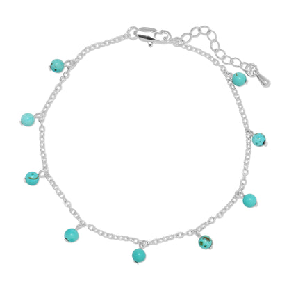 turquoise howlite & silver chain ankle bracelet