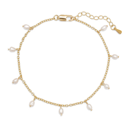 pearl & gold chain ankle bracelet