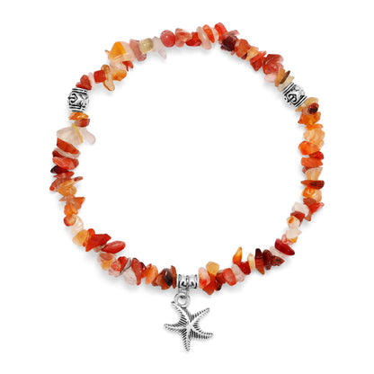 red agate & silver star charm ankle bracelet