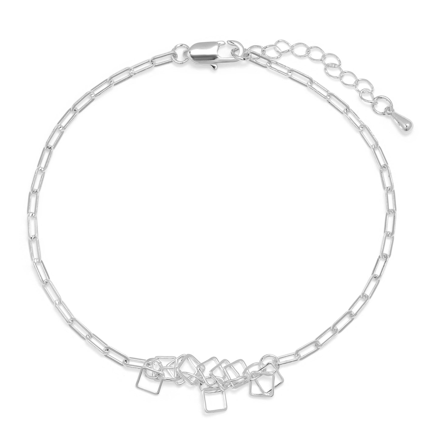 silver paper clip chain ankle bracelet