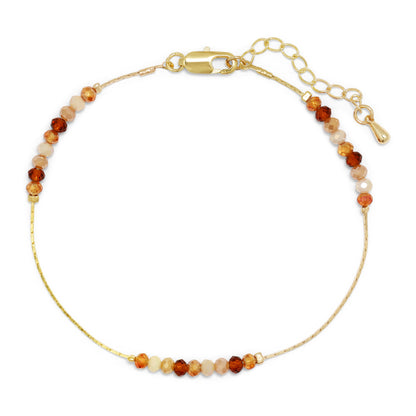 carmel crystal & gold chain ankle bracelet