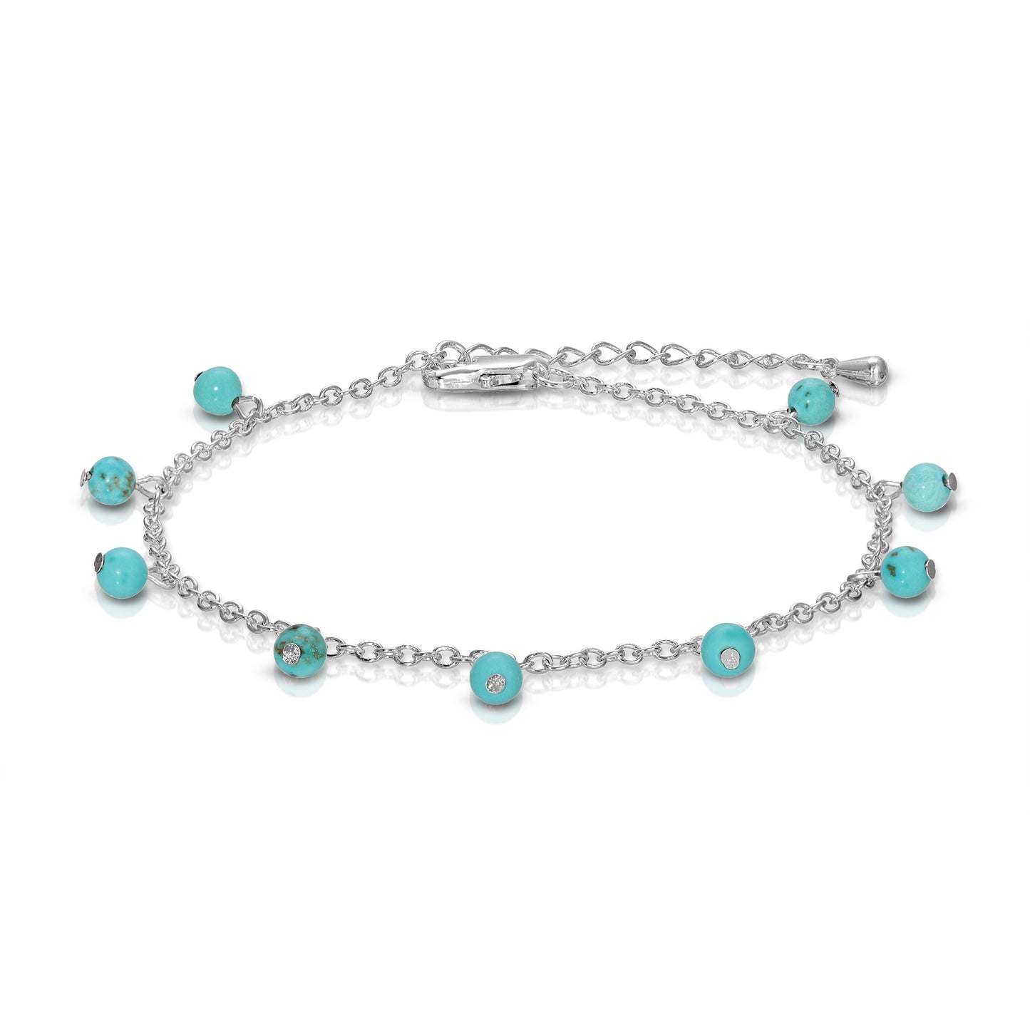 silver bracelet with turquoise beads