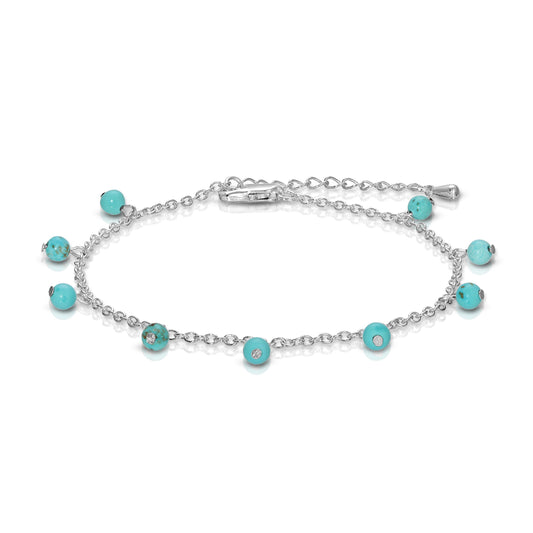 silver bracelet with turquoise beads