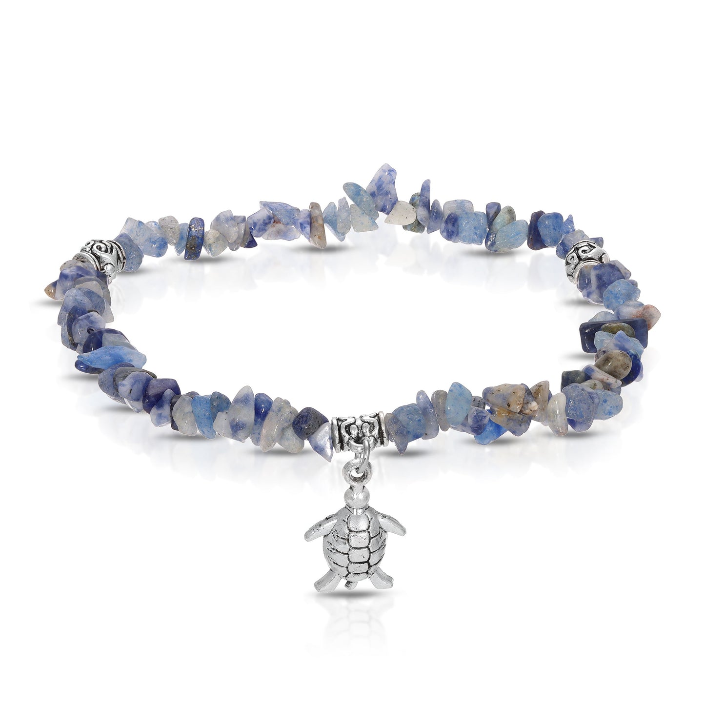 blue stone bracelet with turtle charm
