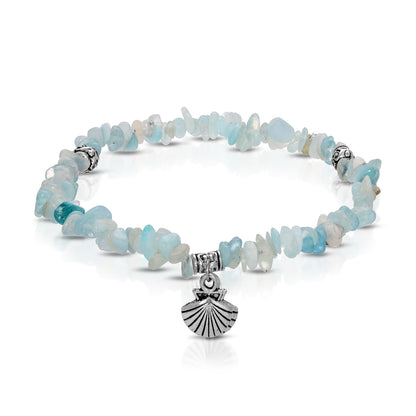 angelite & silver seashell ankle bracelet