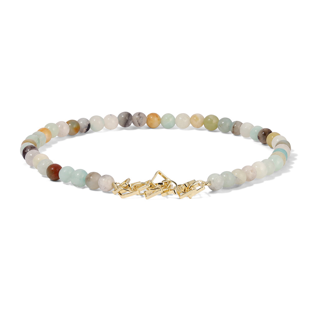 Amazonite Gemstone and Paperclip Charm Anklet