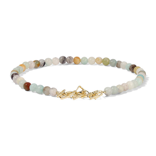 Amazonite Gemstone and Paperclip Charm Anklet