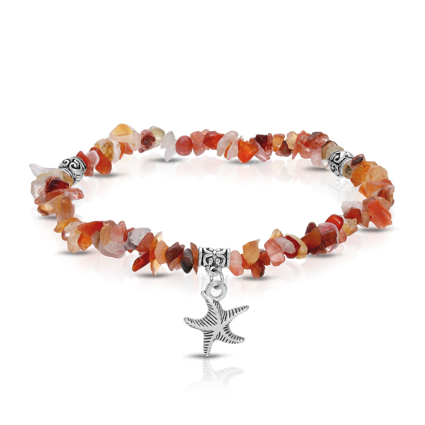 orange stone bracelet with starfish charm